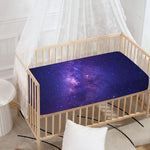 Dark Purple Milky Way Galaxy Space Print Baby Crib Sheet