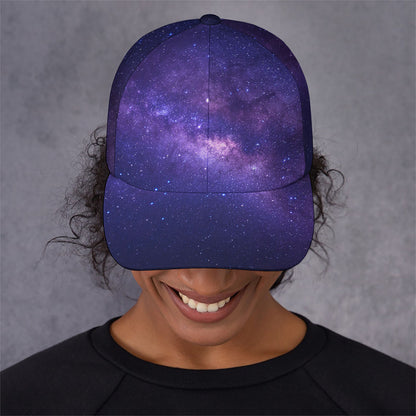 Dark Purple Milky Way Galaxy Space Print Baseball Cap