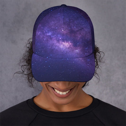 Dark Purple Milky Way Galaxy Space Print Baseball Cap