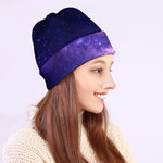 Dark Purple Milky Way Galaxy Space Print Beanie