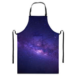 Dark Purple Milky Way Galaxy Space Print Bib Apron With Pocket