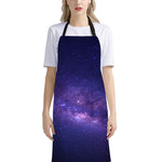 Dark Purple Milky Way Galaxy Space Print Bib Apron With Pocket