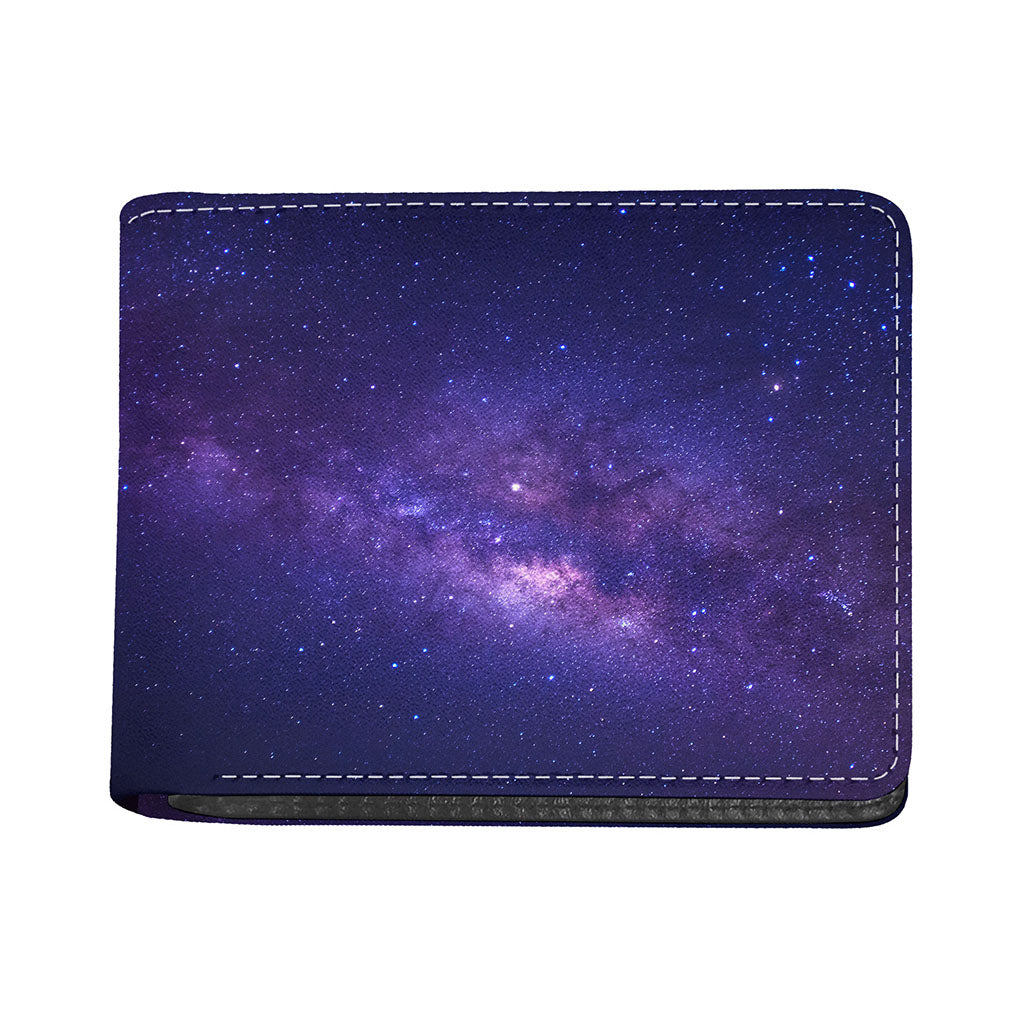 Dark Purple Milky Way Galaxy Space Print Bifold Wallet