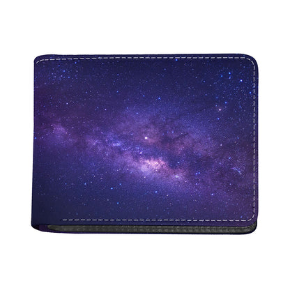 Dark Purple Milky Way Galaxy Space Print Bifold Wallet