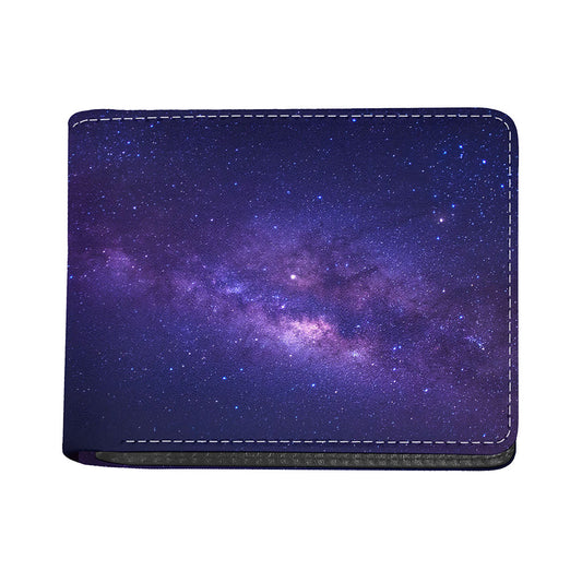 Dark Purple Milky Way Galaxy Space Print Bifold Wallet