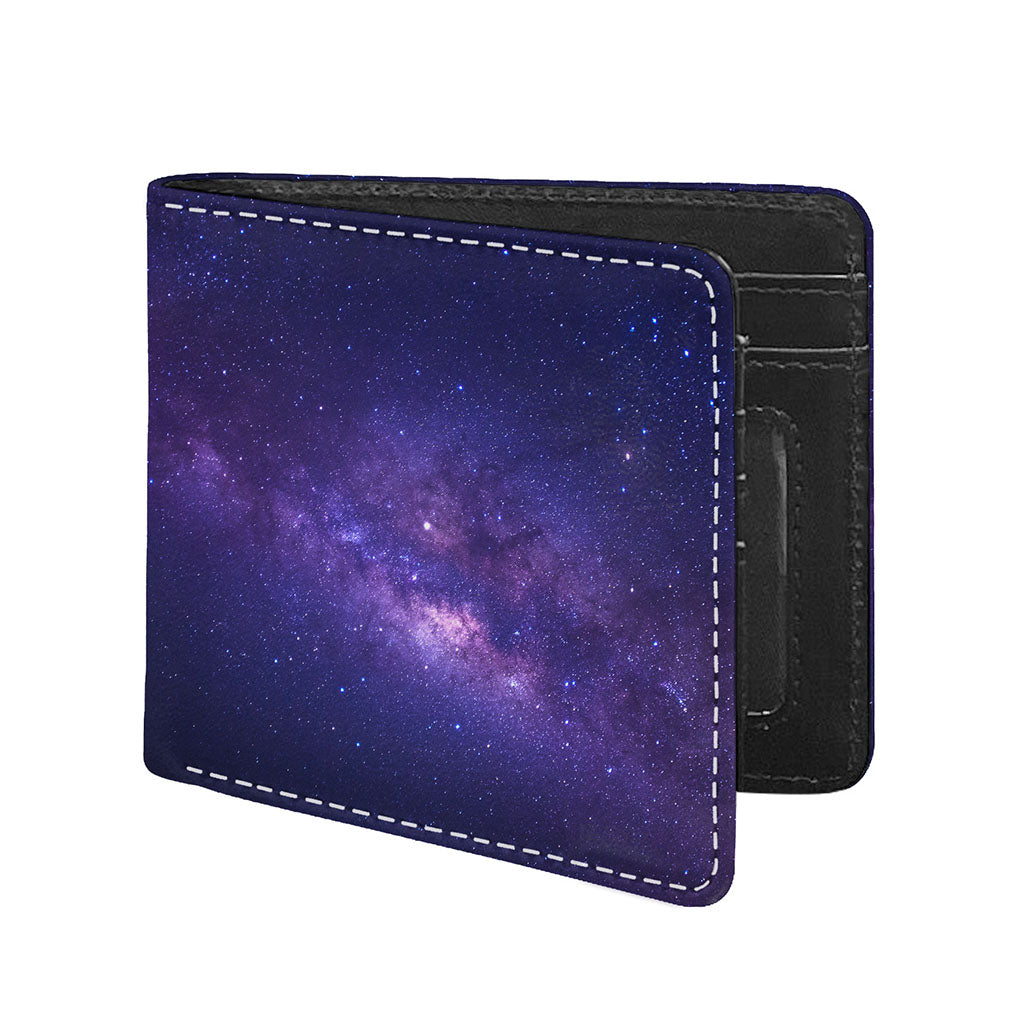 Dark Purple Milky Way Galaxy Space Print Bifold Wallet