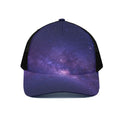 Dark Purple Milky Way Galaxy Space Print Black Mesh Trucker Hat