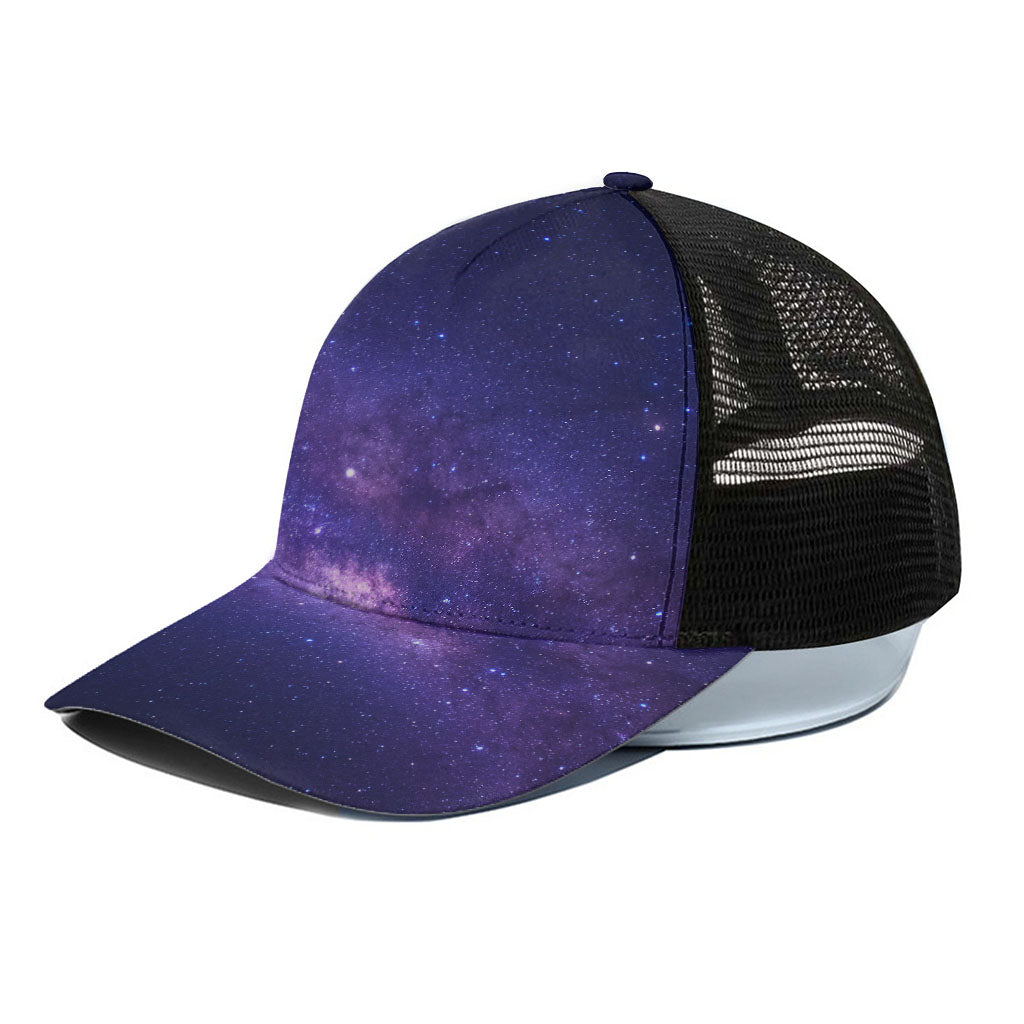 Dark Purple Milky Way Galaxy Space Print Black Mesh Trucker Cap