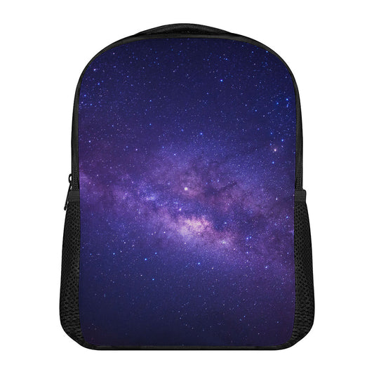 Dark Purple Milky Way Galaxy Space Print Casual Backpack