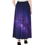 Dark Purple Milky Way Galaxy Space Print Chiffon Maxi Skirt