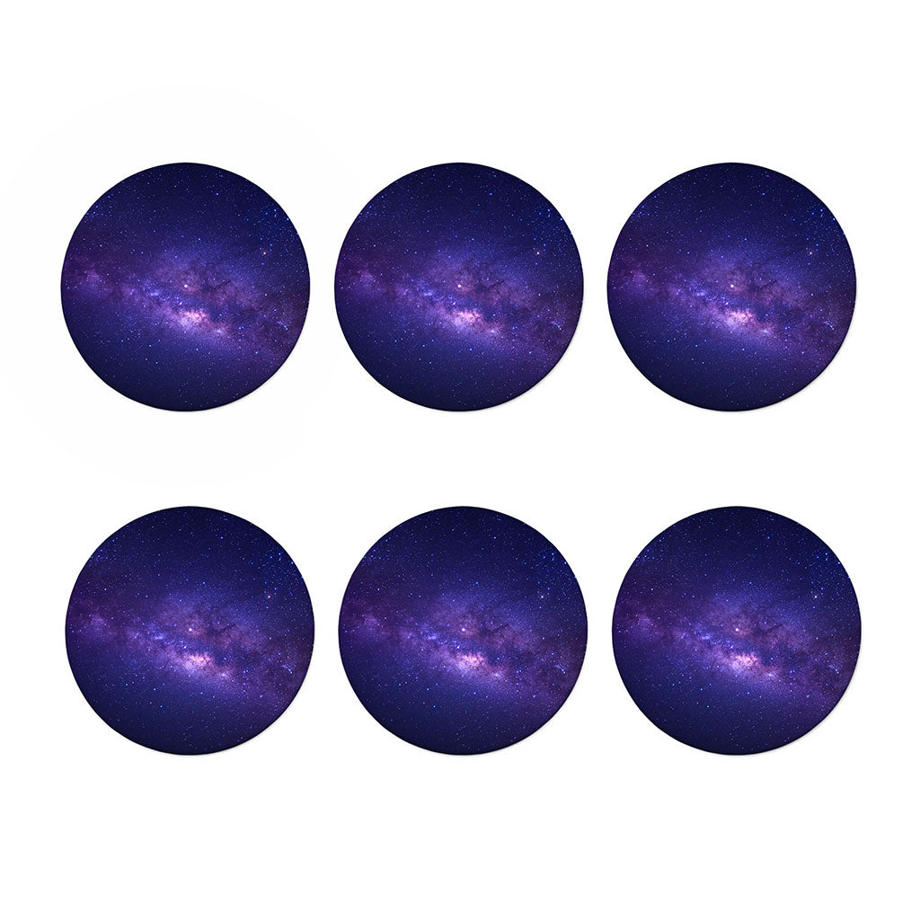Dark Purple Milky Way Galaxy Space Print Coaster Set