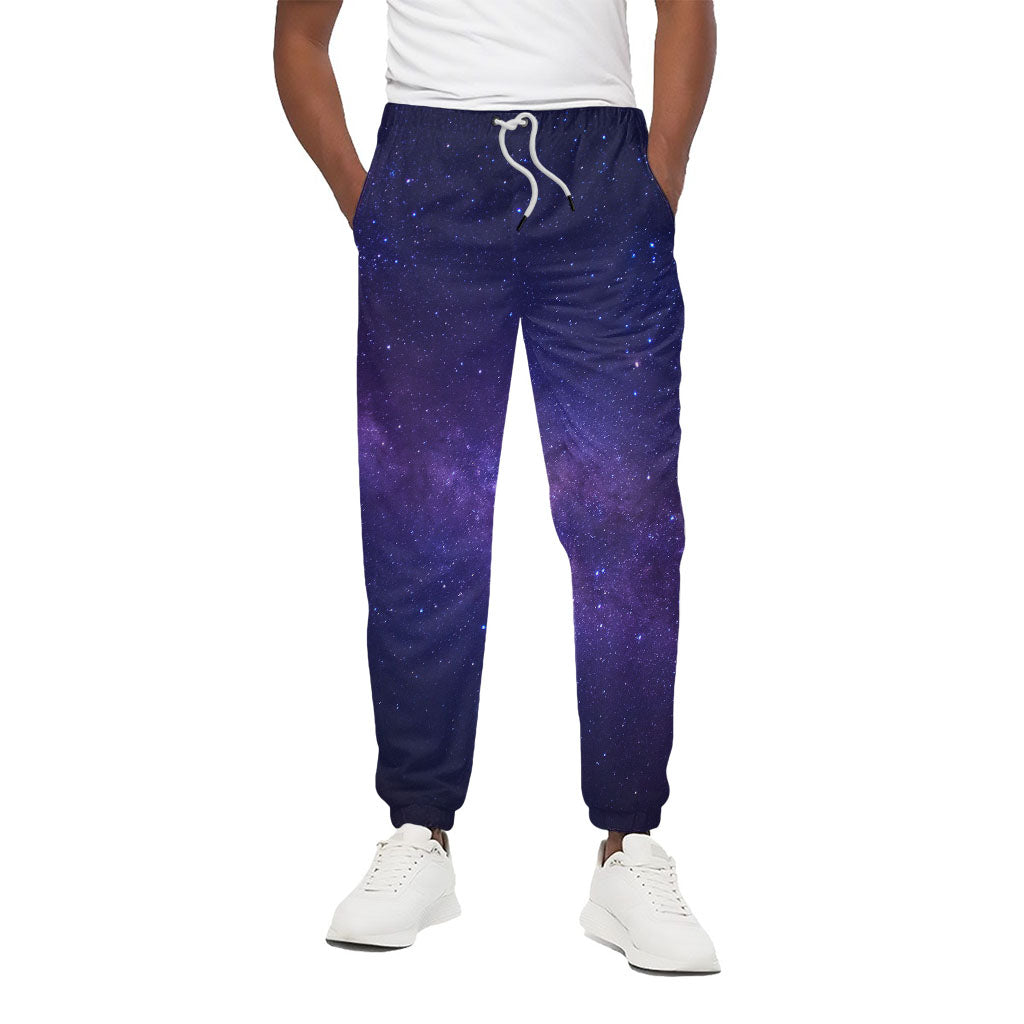 Dark Purple Milky Way Galaxy Space Print Cotton Pants