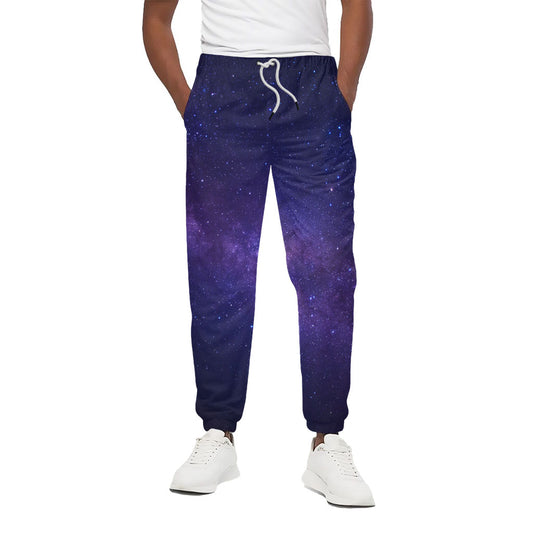 Dark Purple Milky Way Galaxy Space Print Cotton Pants