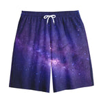 Dark Purple Milky Way Galaxy Space Print Cotton Shorts