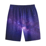 Dark Purple Milky Way Galaxy Space Print Cotton Shorts