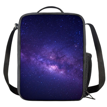 Dark Purple Milky Way Galaxy Space Print Crossbody Lunch Bag