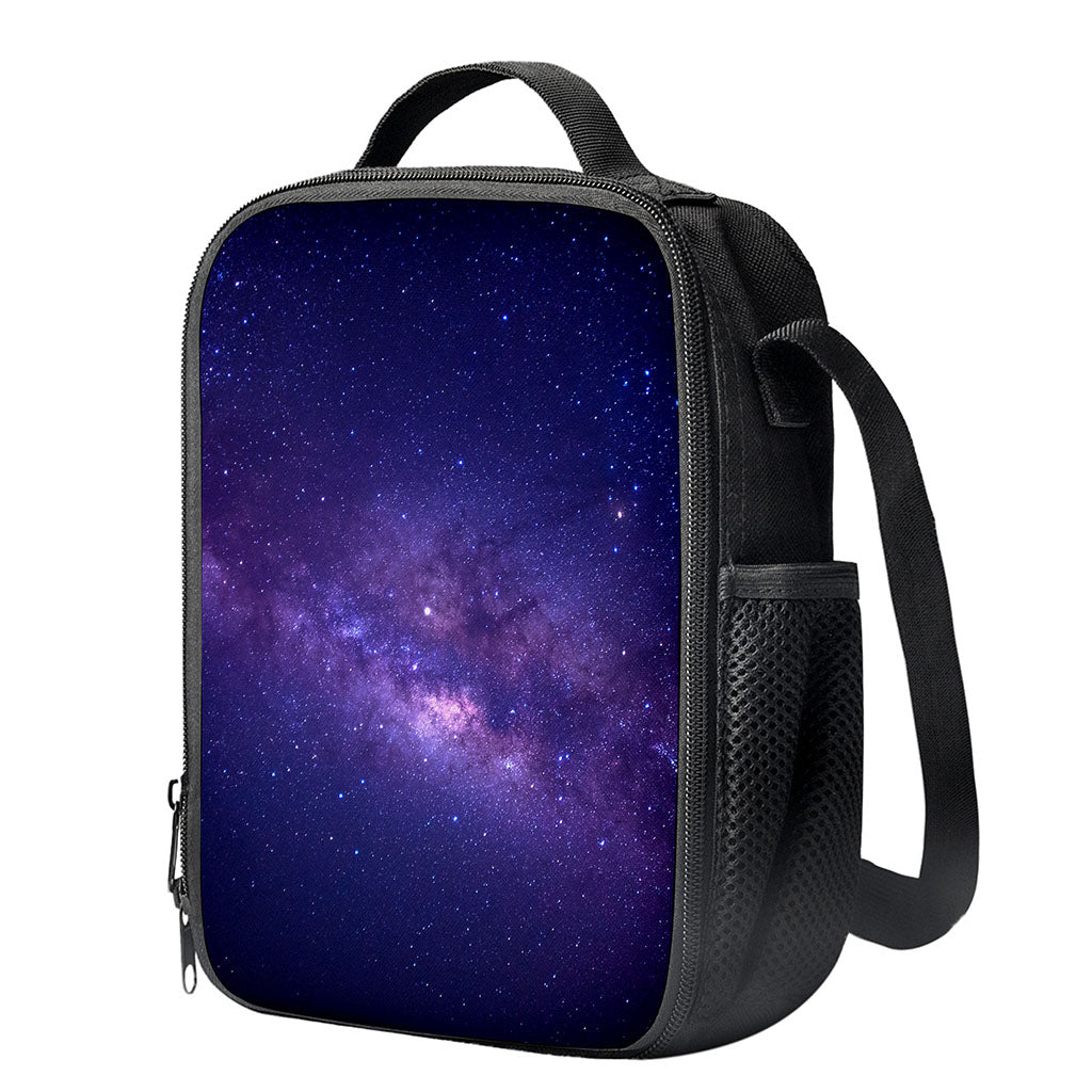Dark Purple Milky Way Galaxy Space Print Crossbody Lunch Bag