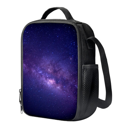 Dark Purple Milky Way Galaxy Space Print Crossbody Lunch Bag
