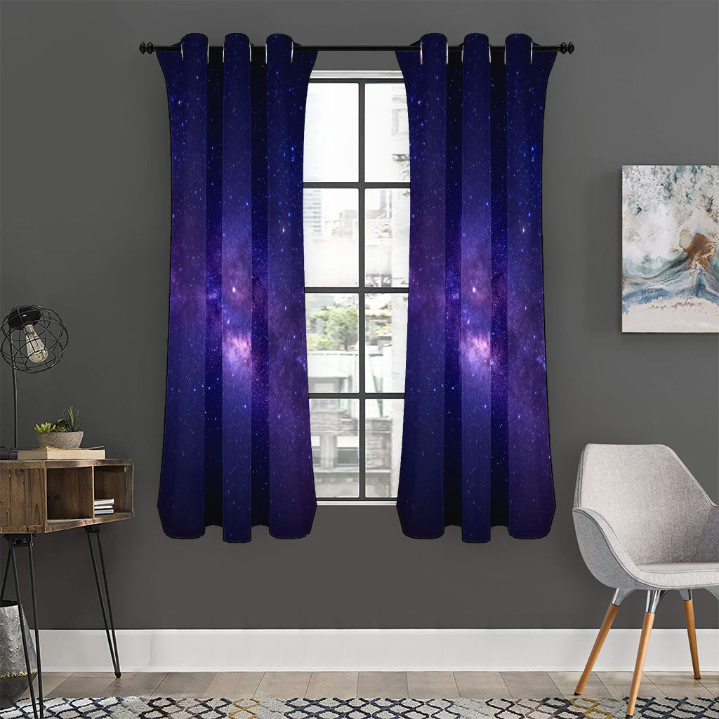 Dark Purple Milky Way Galaxy Space Print Curtain
