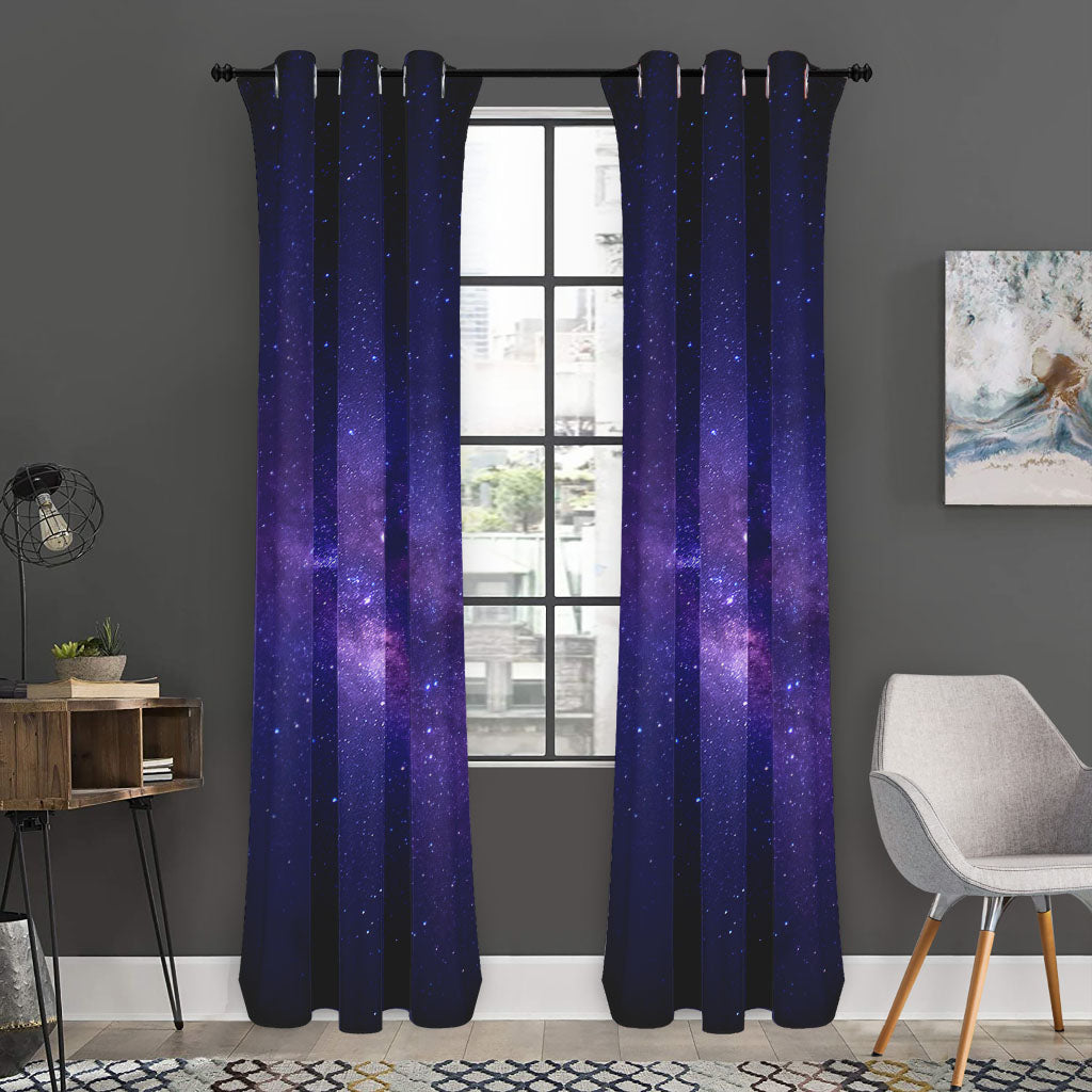 Dark Purple Milky Way Galaxy Space Print Curtain
