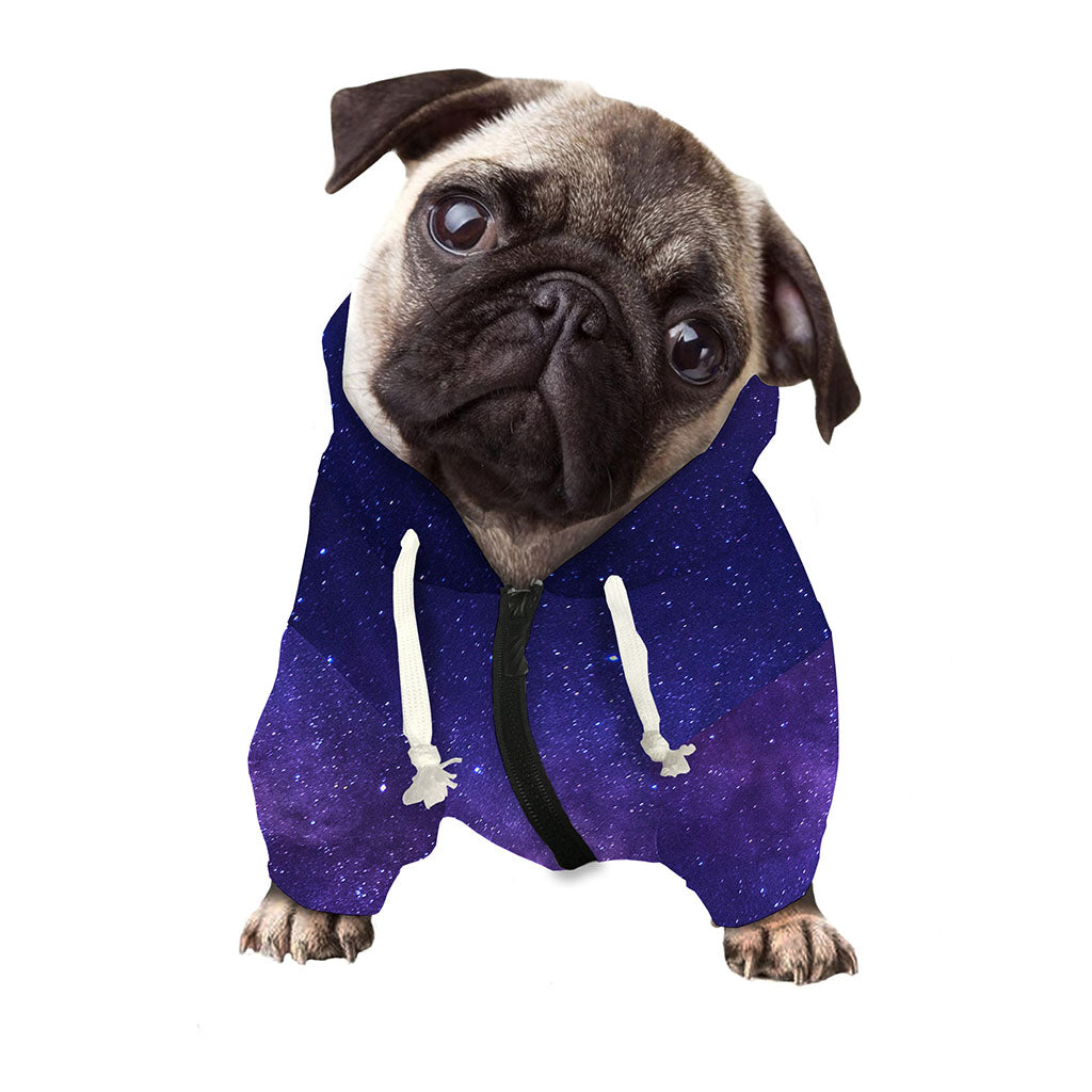 Dark Purple Milky Way Galaxy Space Print Dog Zip Up Hoodie