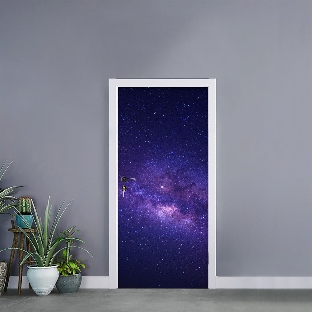 Dark Purple Milky Way Galaxy Space Print Door Sticker