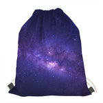 Dark Purple Milky Way Galaxy Space Print Drawstring Bag