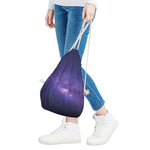 Dark Purple Milky Way Galaxy Space Print Drawstring Bag
