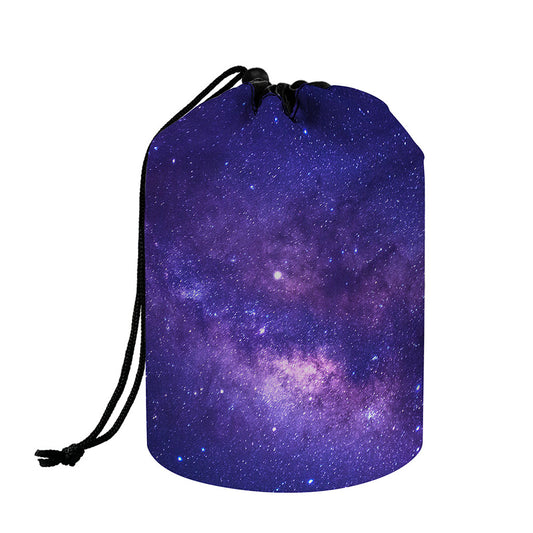 Dark Purple Milky Way Galaxy Space Print Drawstring Makeup Bag