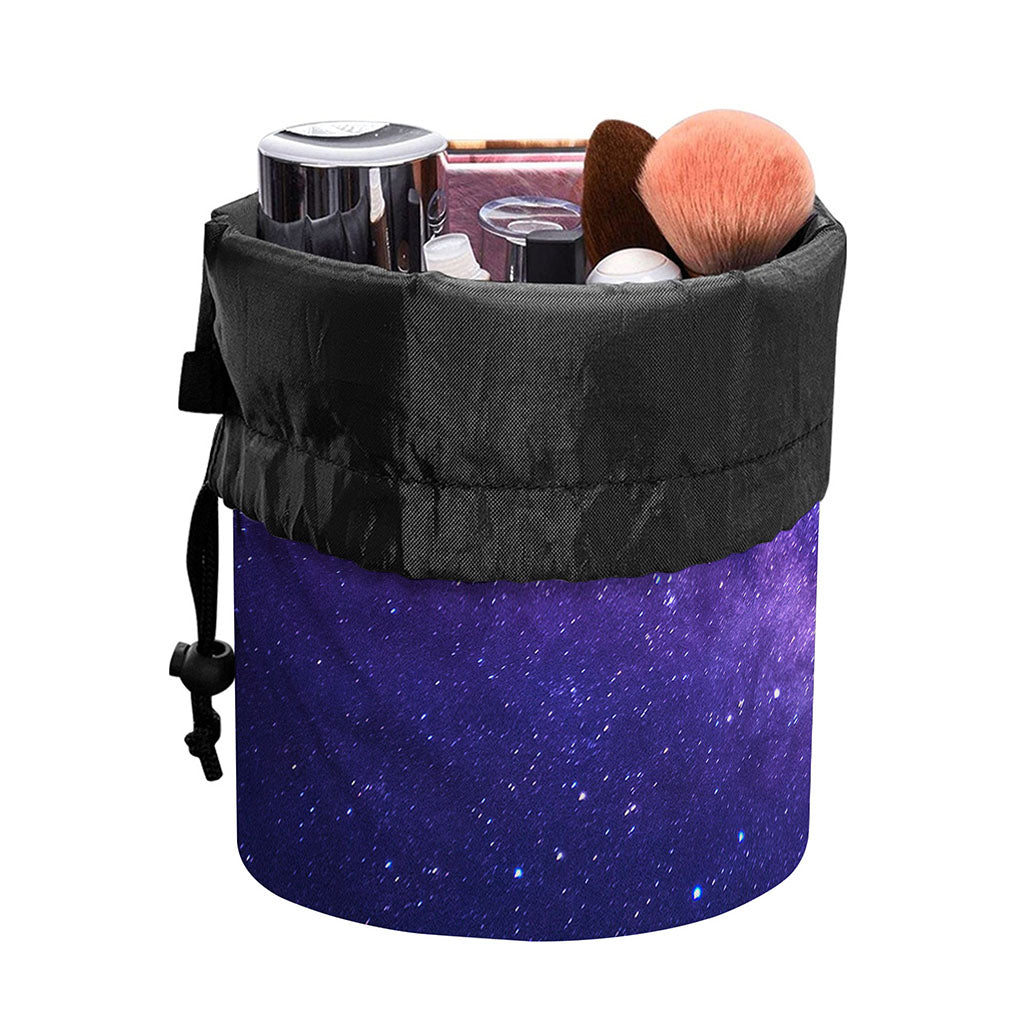 Dark Purple Milky Way Galaxy Space Print Drawstring Makeup Bag