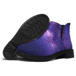 Dark Purple Milky Way Galaxy Space Print Flat Ankle Boots