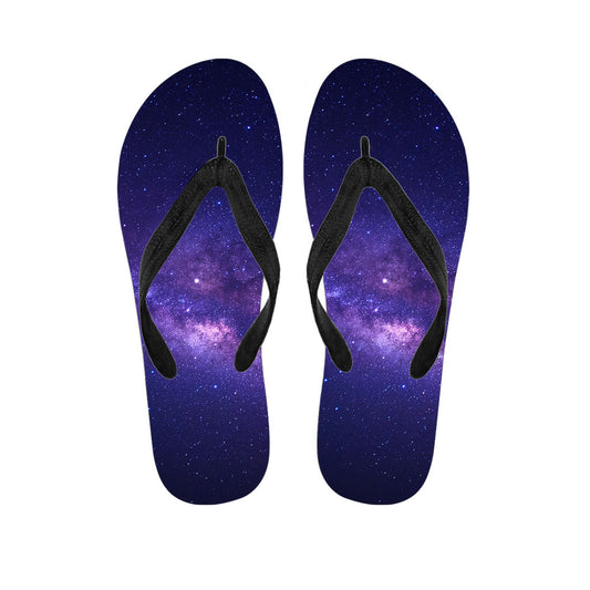 Dark Purple Milky Way Galaxy Space Print Flip Flops