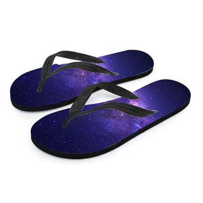Dark Purple Milky Way Galaxy Space Print Flip Flops