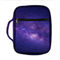 Dark Purple Milky Way Galaxy Space Print Front Pocket Bible Bag