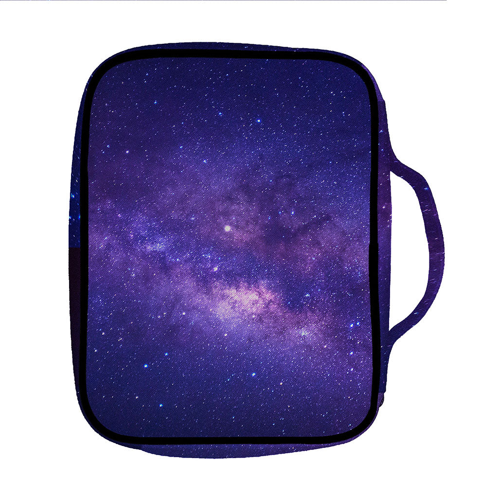Dark Purple Milky Way Galaxy Space Print Front Pocket Bible Bag