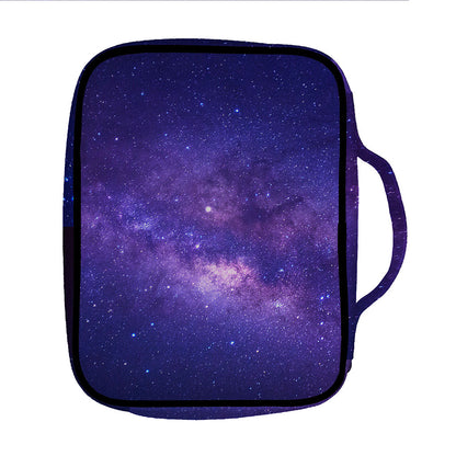 Dark Purple Milky Way Galaxy Space Print Front Pocket Bible Bag