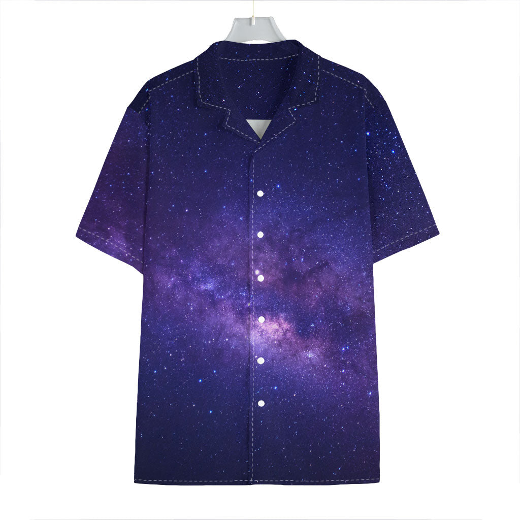 Dark Purple Milky Way Galaxy Space Print Hawaiian Shirt