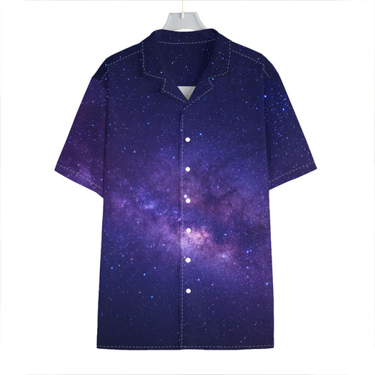 Dark Purple Milky Way Galaxy Space Print Hawaiian Shirt