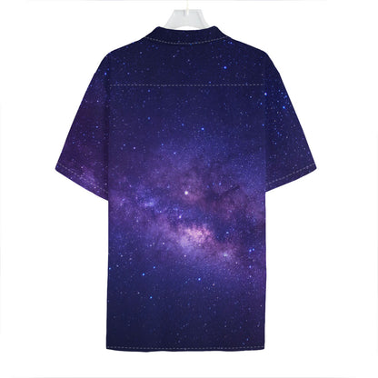 Dark Purple Milky Way Galaxy Space Print Hawaiian Shirt
