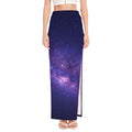 Dark Purple Milky Way Galaxy Space Print High Slit Maxi Skirt