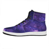 Dark Purple Milky Way Galaxy Space Print High Top Leather Sneakers