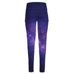 Dark Purple Milky Way Galaxy Space Print High-Waisted Pocket Leggings
