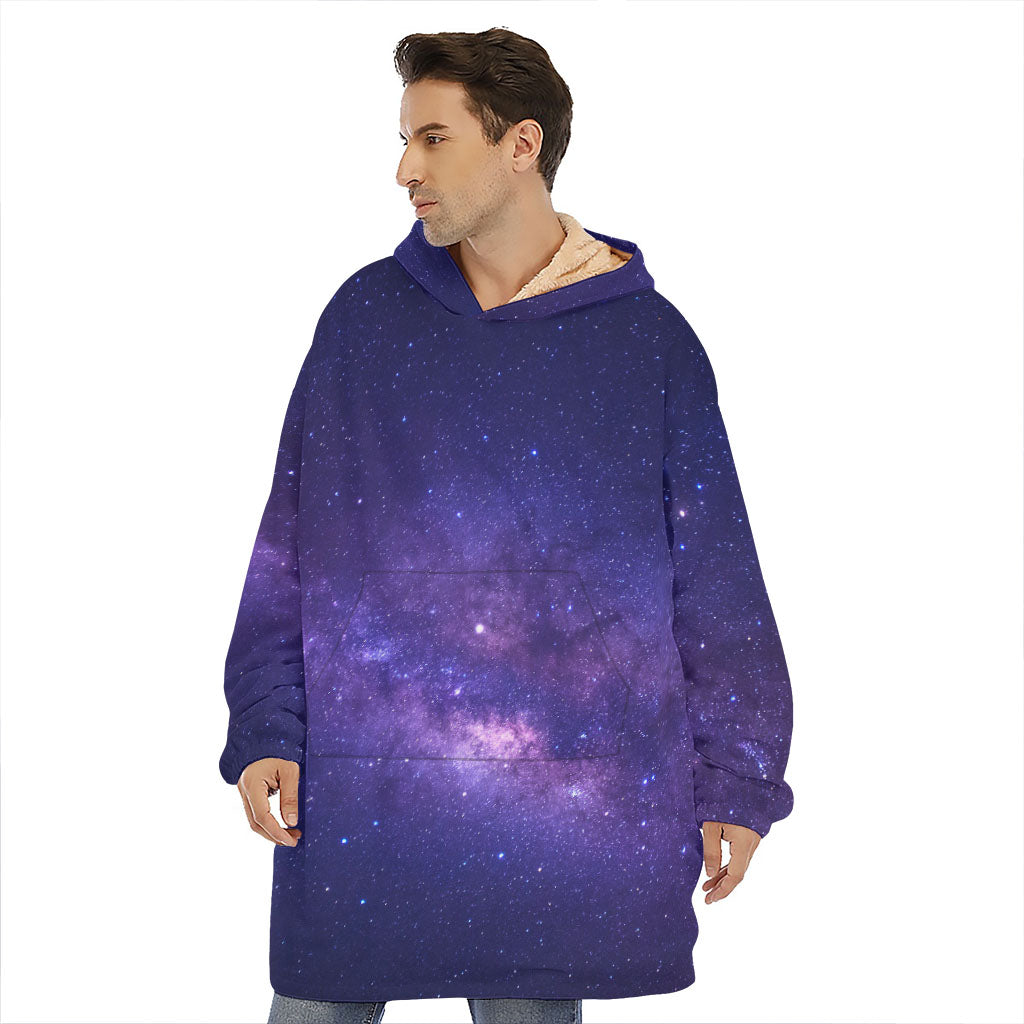 Dark Purple Milky Way Galaxy Space Print Hoodie Blanket