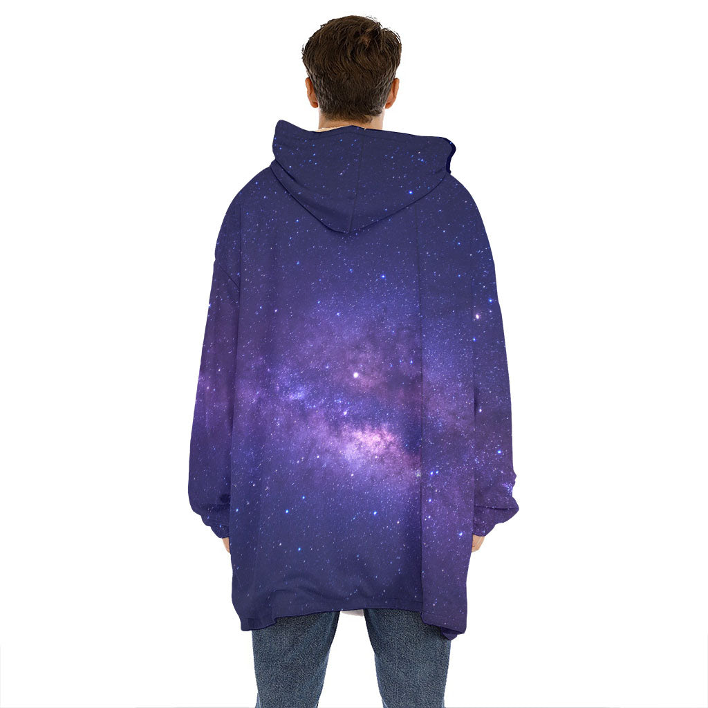 Dark Purple Milky Way Galaxy Space Print Hoodie Blanket
