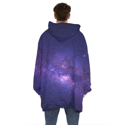 Dark Purple Milky Way Galaxy Space Print Hoodie Blanket