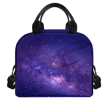 Dark Purple Milky Way Galaxy Space Print Insulated Lunch Bag