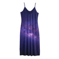 Dark Purple Milky Way Galaxy Space Print Jersey Midi Cami Dress