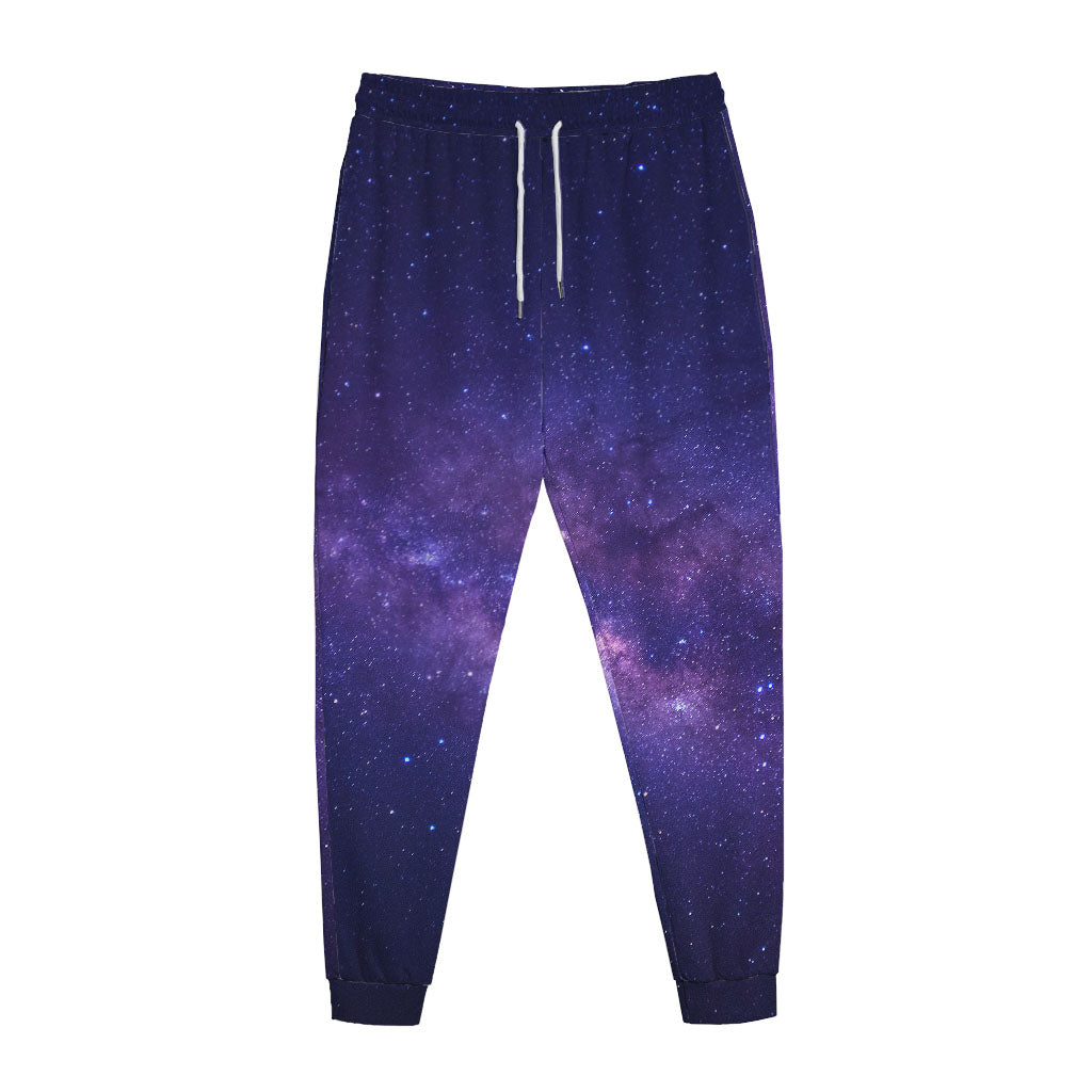 Dark Purple Milky Way Galaxy Space Print Jogger Pants