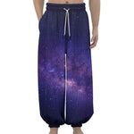 Dark Purple Milky Way Galaxy Space Print Lantern Pants