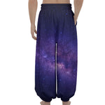 Dark Purple Milky Way Galaxy Space Print Lantern Pants